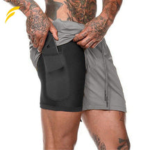 shorts masculino esportivo com bolso interno, shorts masculino esportivo, shorts masculino, shorts esportivo com bolso, shorts de compressão masculino, shorts de compressão com bolso, shorts de compressão, shorts de compressão esportivo cinza