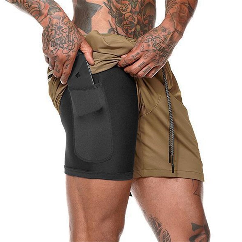 shorts masculino esportivo com bolso interno, shorts masculino esportivo, shorts masculino, shorts esportivo com bolso, shorts de compressão masculino, shorts de compressão com bolso, shorts de compressão, shorts de compressão esportivo marrom